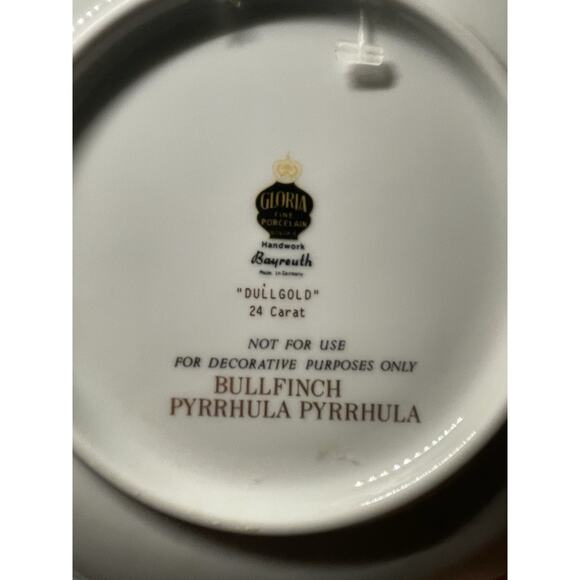 Four Gloria Porcelain Bayreuth Germany Decorative Bird Plates 24k Gold Rim - Picture 8 of 10